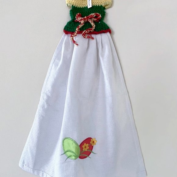 Crochet dress hand towel, Easter theme dish towel - Picture 2 of 10